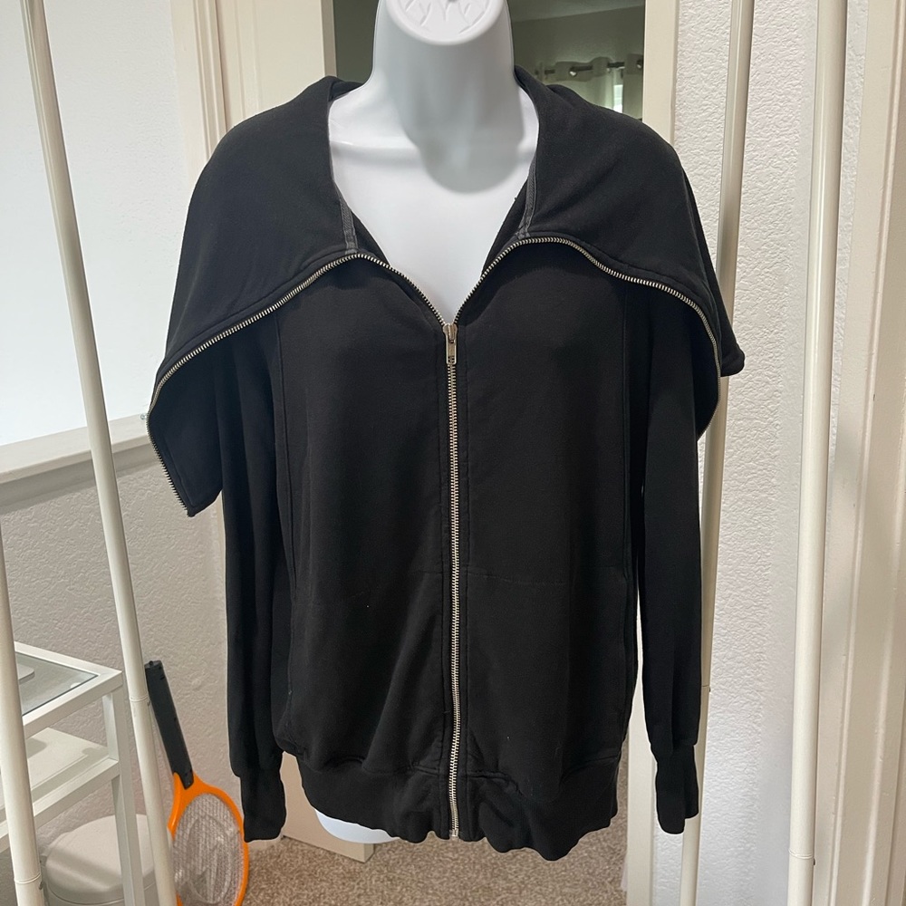AIKO black zip up sweater cardigan preowned XS
